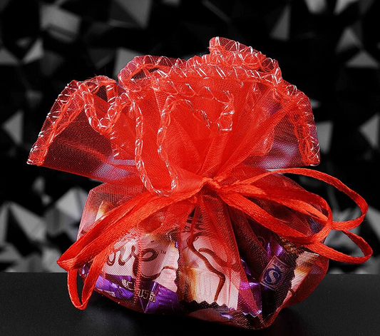 Round  Lace  -  Gift Bag   ( choose red or white ) Decorated for You  💖