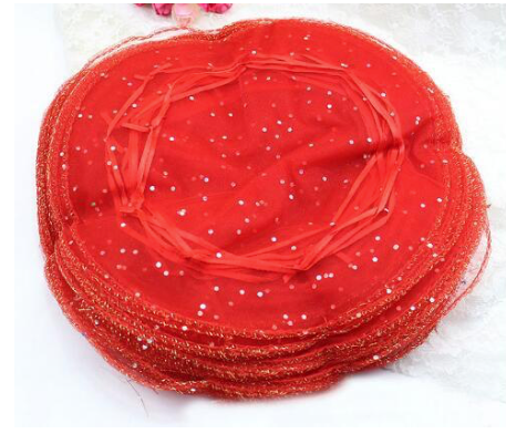Round  Lace  -  Gift Bag   ( choose red or white ) Decorated for You  💖