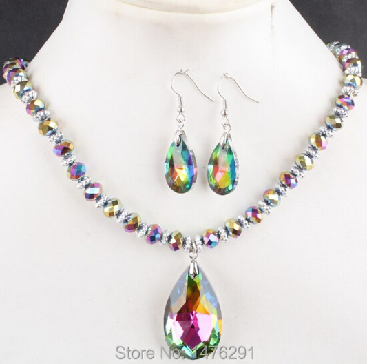 🦄  Classy Colorful  🌈   Oil Spill   🌈   Necklace  Earrings  Set     🔥  SAVINGS   🔥