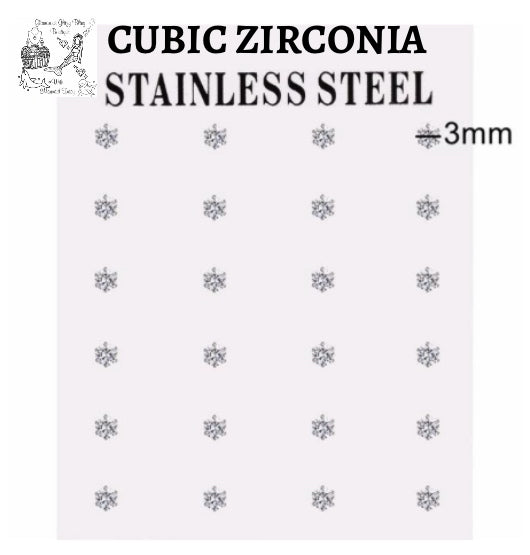 Cubic Zirconia Post Back Stud Post  Stainless Steel   Earrings    🔥 SALE 🔥