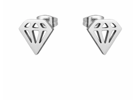 Diamond Gem Shaped Post Back Stud Post on 925 Stainless Steel   Earrings    🔥 SALE 🔥