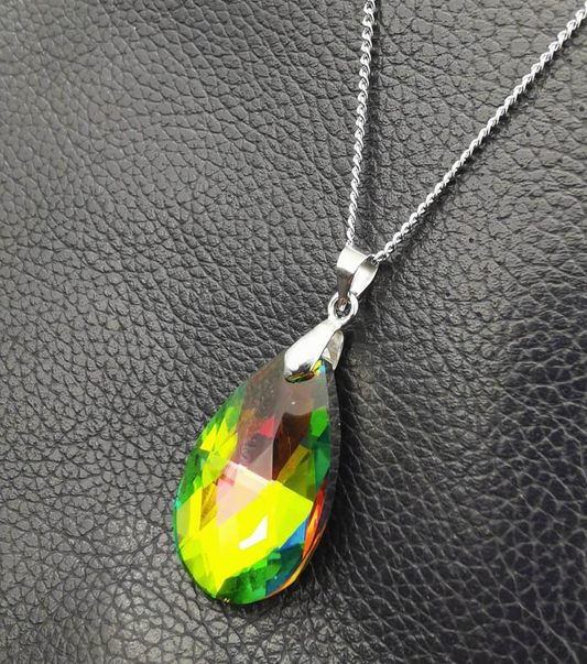 Mystic Topaz Colorful Oil Spill  Teardrop  Pendant   Necklace    🦄💜  Fan Favorite  💜🦄