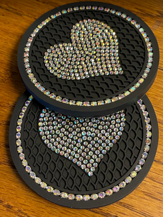 2 Piece Heart Shaped Iridescent AB crystal Coaster  🌈🦄   Oh my Stars  🦄🌈    (  Pre Order   )