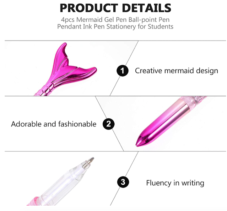 LED Mermaid Tail Light Up Solid Blinking Iridescent Glitter Ink  Pen    (   EASTER and Valentines gift   )