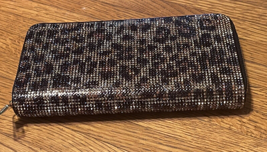 Cheetah Print Crystal  Bling Long   Wallet