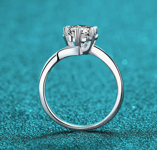 Snowflake Moissanite Engagement Ring in 925 Sterling Silver