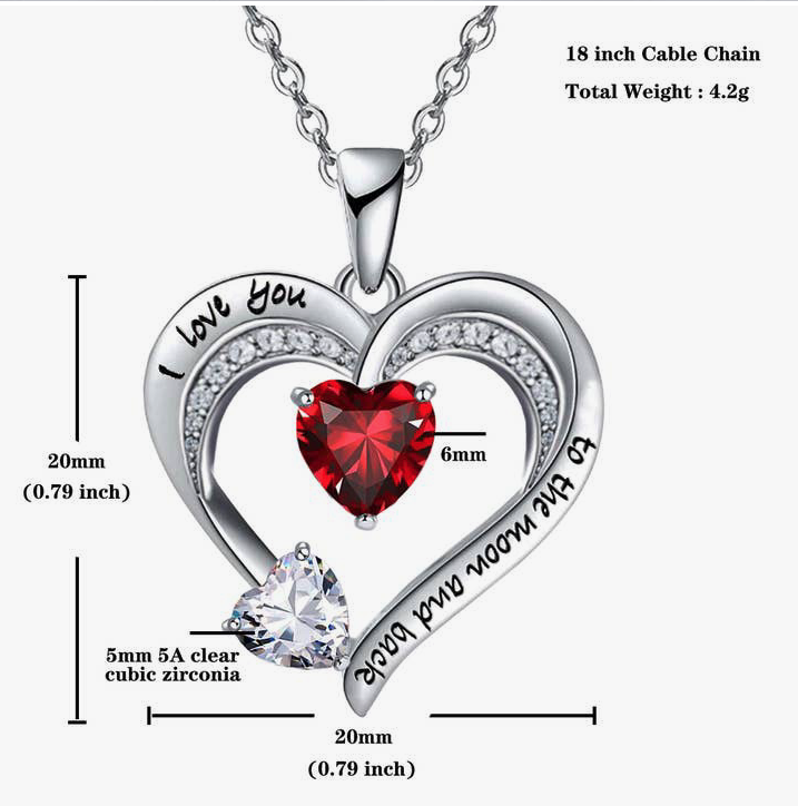 EM White Gold Filled Heart CZ Diamond Engraved Heart Necklace