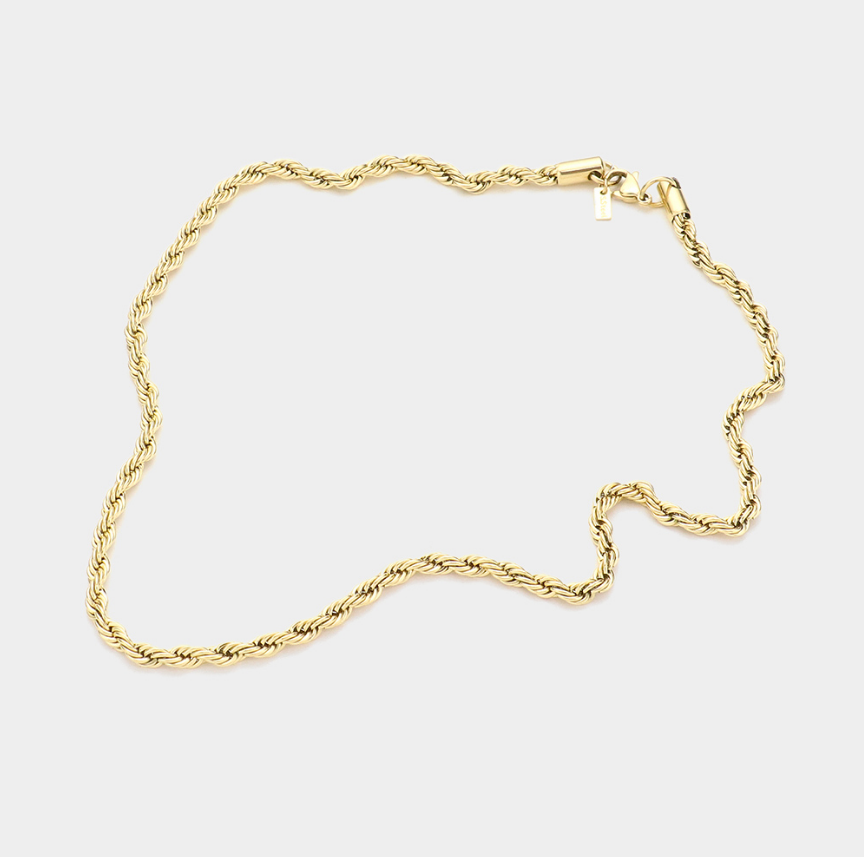 20 INCH, 4mm Gold Stainless Steel Metal Chain Necklace