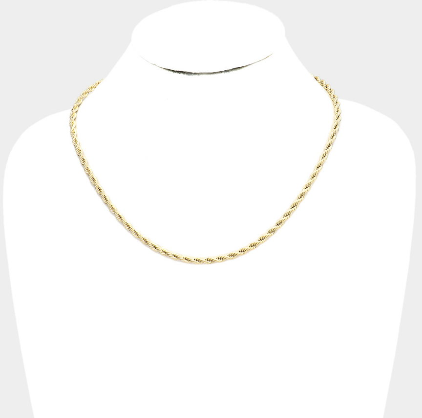 20 INCH, 4mm Gold Stainless Steel Metal Chain Necklace