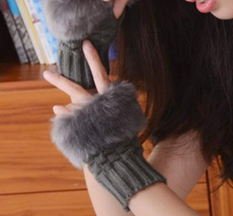 Women Fingerless Fur  Gloves      (   choose color   )