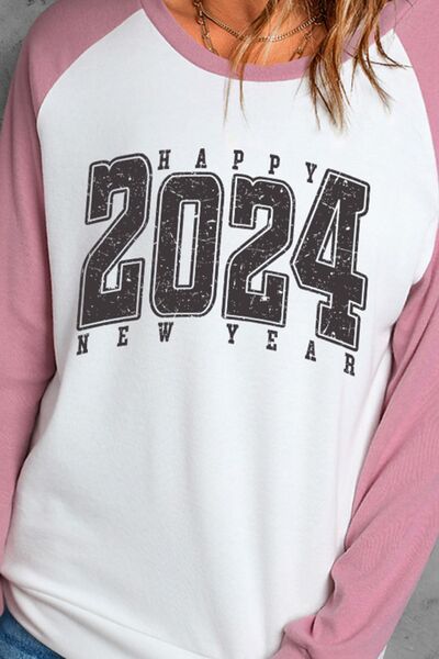 Letter Graphic Long Sleeve  Round Neck T Shirt Top