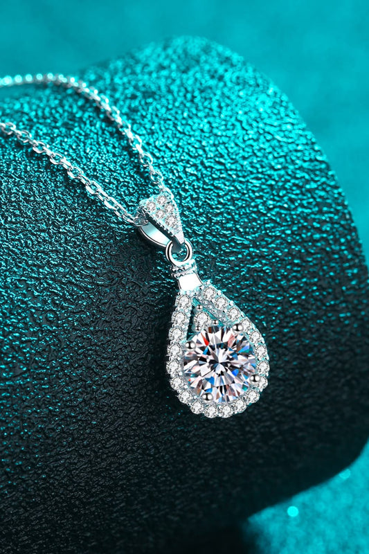 2 Carat  Moissanite  Teardrop Pendant  925 Sterling Silver   Necklace