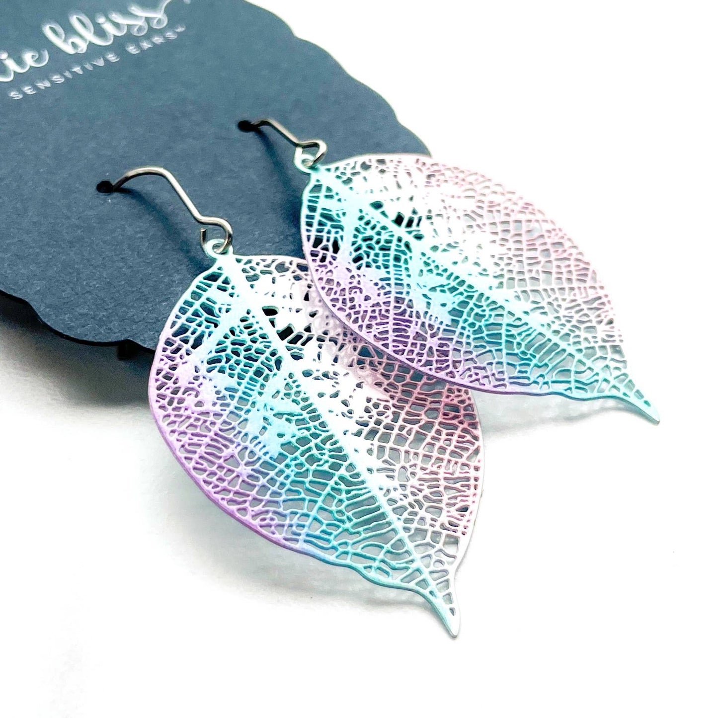 Every Leaf Whispers Multicolor Iridescent  Stainless Steel Earrings