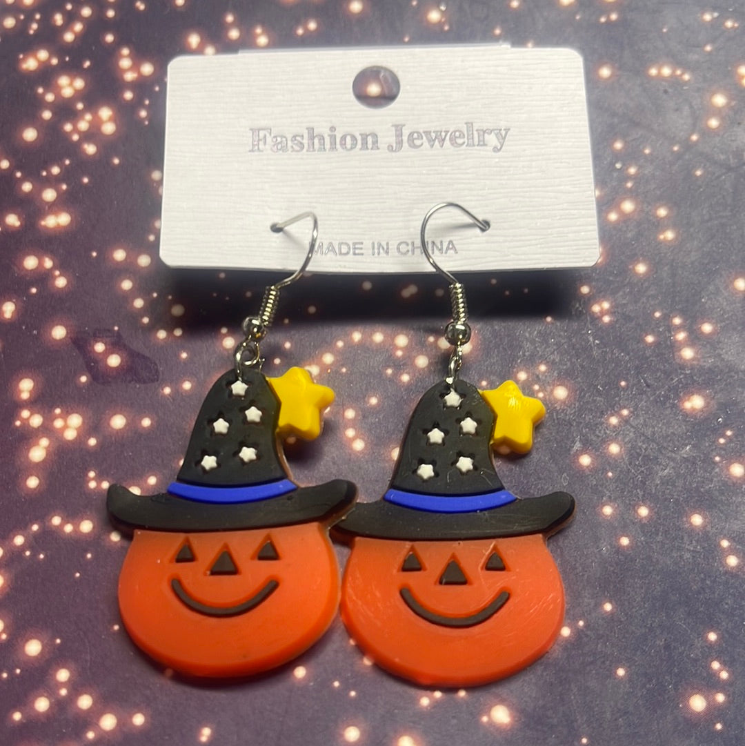 Halloween  Pumpkin Hat Multicolor    Earrings