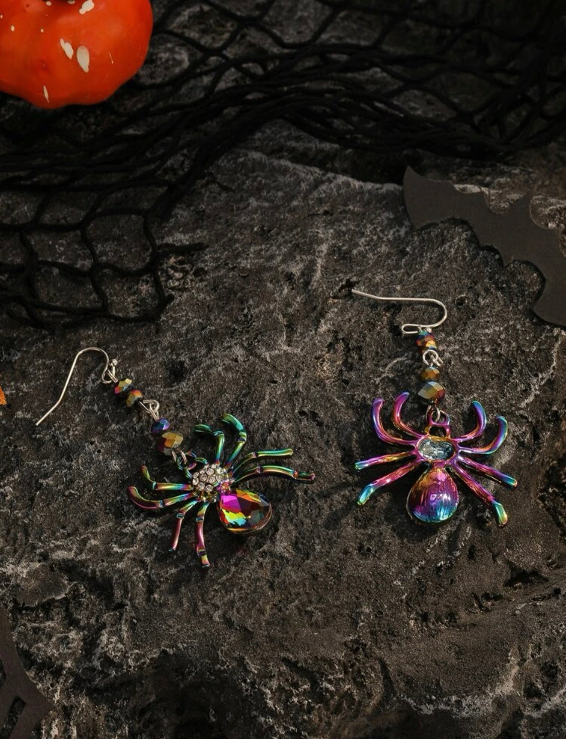 Spider 🕷️ Oil Spill Crystal Earrings