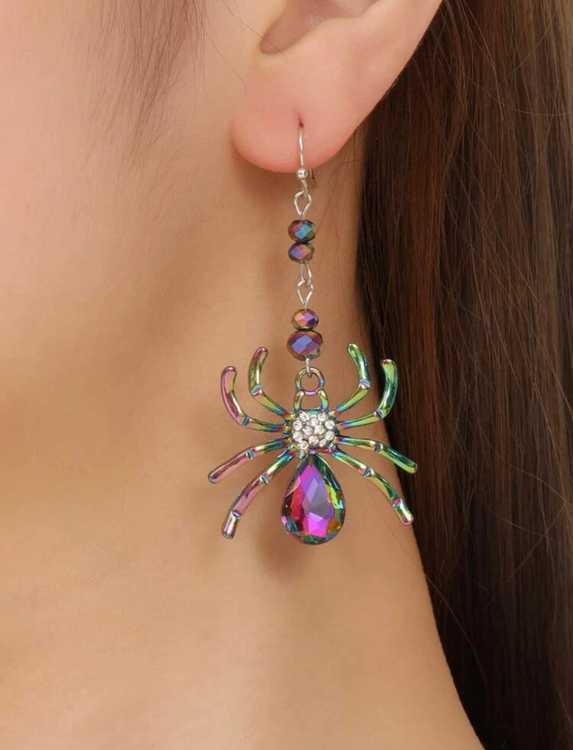 Spider 🕷️ Oil Spill Crystal Earrings