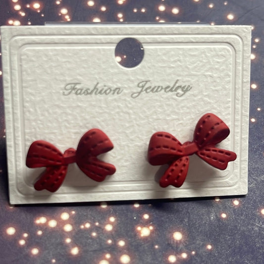 Red Bow Post Back  Earrings