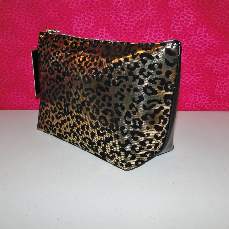 Juicy  Couture  Pyramid Black Gold Leopard Makeup Travel Bag   Cosmetic  Case
