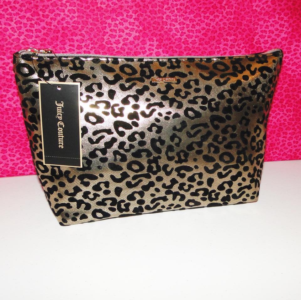Juicy  Couture  Pyramid Black Gold Leopard Makeup Travel Bag   Cosmetic  Case